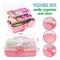 12'' Three-Layer Multipurpose Storage Box Organizer Folding Tool Box/Art & Crafts Case/Sewing Supplies Organizer/Medicine Box/Family First Aid Box with 2 Trays (Pink)